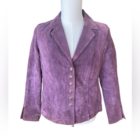 Live a Little plum leather jacket SZ M - Picture 2 of 8